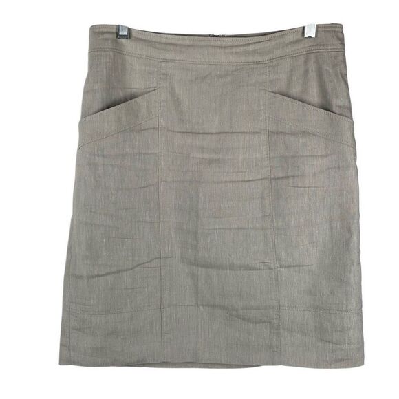Ann Taylor Linen Blend Pencil Straight Skirt Light Tan 6 - Picture 1 of 9
